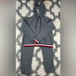 Tommy Hilfiger Women's Gray Fleece 2pc Sweatsuit Joggers + Hoodie Size Medium